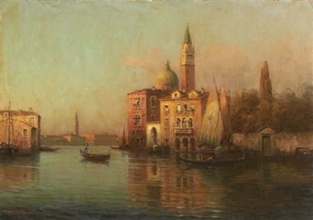 Marc Aldine "Venezia" 
olio su tela applicata a cartone (cm 45x65)
firmato in ba