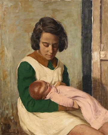 Annibale Scaroni "Mammina" 1937
olio su tela (cm 65x80)
firmato e datato in bass