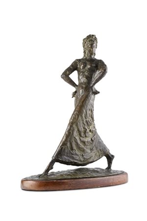 Tancredi Pozzi "Ballerina" 
scultura in bronzo su base in legno (h cm 48) (difet