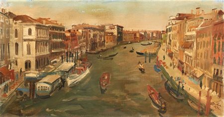 Donato Frisia "Venezia, Canal Grande" 1934
olio su tela applicata a compensato (