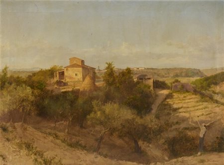 Odoardo Borrani "Paesaggio toscano" 
olio su tela (cm 52x72)
firmato in basso a