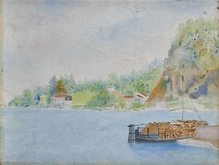 Umberto Lilloni "Feriolo sul Lago Maggiore" 
olio su compensato (cm 33,5x43,5)
f