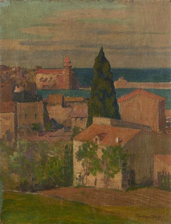 Llewelyn Lloyd "Veduta livornese" 
olio su tela (cm 44,5x34,5)
firmato in basso