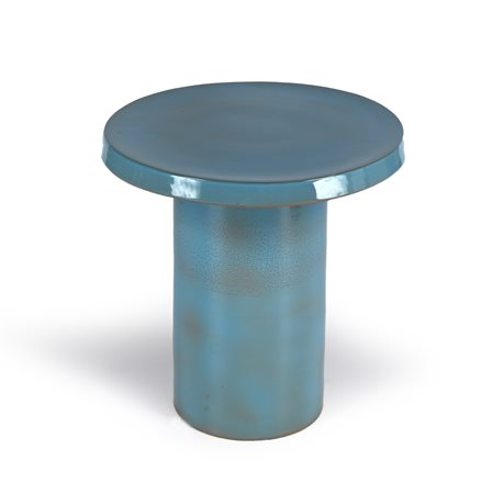 Tavolino in ceramica smaltata azzurra cm 50x50 (diametro)