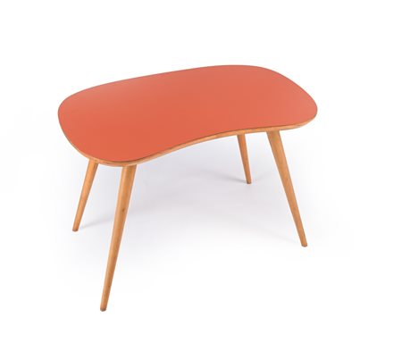 Tavolino in legno con piano in laminato rosso Anni '50 cm 53x80x50