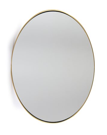 Specchio ovale in ottone Anni '50 cm 80x58