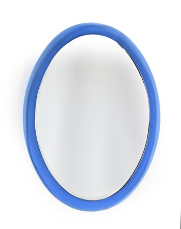 Specchiera ovale e cornice in vetro blu Anni '60 cm 80x60 Nello stile dei...