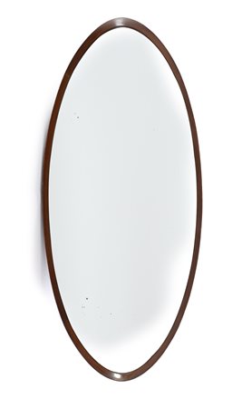 Specchio ovale con cornice in legno Anni '60 cm h118x52