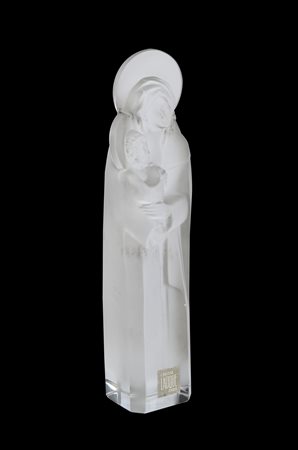 René Jules Lalique (Ay 1860-Parigi 1945) Madonna col Bambino in cristallo...