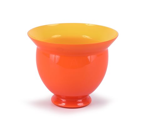 Alessandro Mendini (Milano 1931-Milano 2019) Vaso in vetro giallo con...