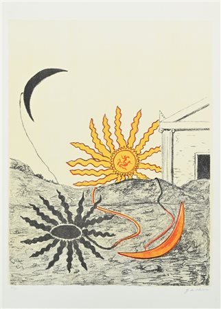 Giorgio De Chirico (Volo 1888-Roma 1978) Sole spento e luna crescente 1969...