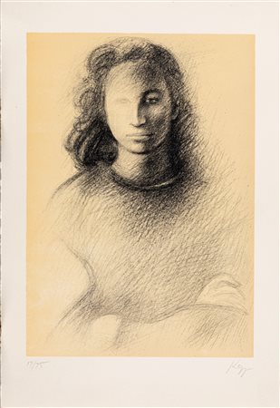 Dieter Kopp (Prien am Chiemsee 1939-0) Ritratto di donna Litografia cm 51x35...