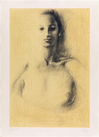 Dieter Kopp (Prien am Chiemsee 1939-0) Ritratto di donna Litografia cm 70x51...