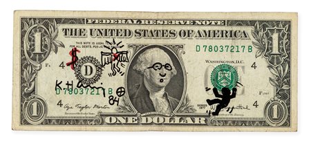 Keith Haring (Reading 1958-New York 1990) One Dollar 1984 Pennarelli su...