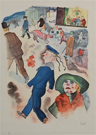 George Grosz (Berlino 1893-Berlino 1959) Senza titolo offset litografia cm...