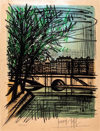 Bernard Buffet (Parigi 1928-Tourtour 1999) Pont Neuf 1968 Litografia a colori...