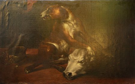 Frans Snyders (Anversa, 1579 – 1657). Cane con testa di bove. 