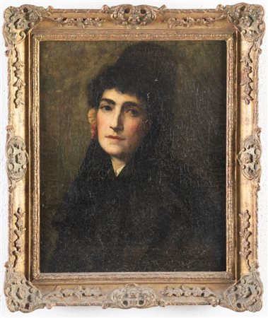 Pittore della seconda metà del XIX secolo. Ritratto femminile malinconico.