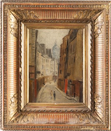 Pittore francese tra XIX e XX secolo. Rue Saint-Rustiche à Montmartre.