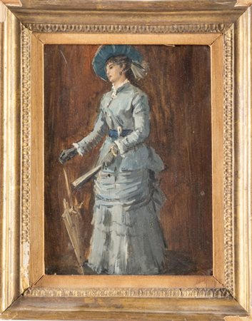 Pittore francese della seconda metà del XIX secolo. Ritratto di elegante signora. 