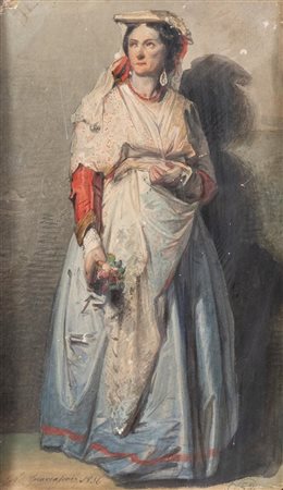 Pittore del XIX secolo. "Fanciulla", 1856. 