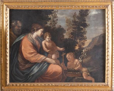 Maestro del XVII secolo. "Sacra Famiglia con S. Giovannino".