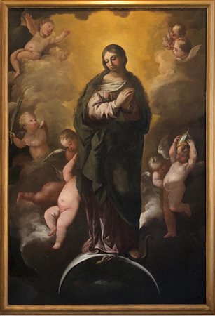 Maestro dell'Italia centro-meridionale della seconda metà del XVII secolo. Immacolata Concezione in gloria di dodici angeli.
