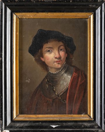 Maestro del XVIII secolo. Autoritratto giovanile di Rembrandt van Rijn (copia da). 