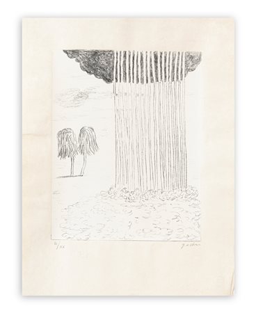 GIORGIO DE CHIRICO (1888-1978) - La pioggia nel deserto, 1973
