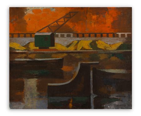 ATTILIO ROSSI (1909-1994) - I barconi della Darsena, 1978