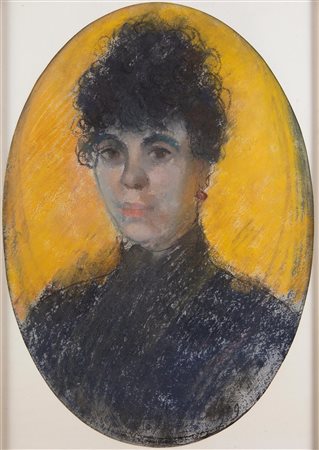 Mario Lomini (Redondeso 1887-1948) Ritratto femminile Olio e carbonino su...