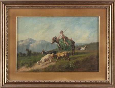 Antonio Milone (Napoli 1843-1920) Pascolo Olio su tela 33.5x50 cm