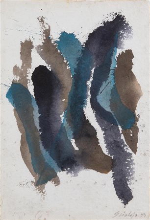 Toti Scialoja (Roma 1914-1998) Senza titolo Acquerello su carta 33x22.5 cm