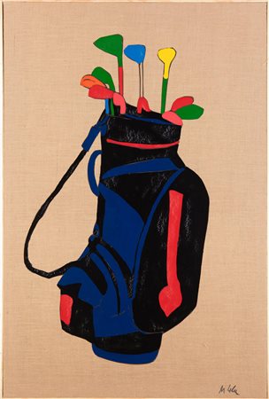 Marco Lodola (1955 Dorno) Mazze da golf Smalto su tela di juta 150x100 cm