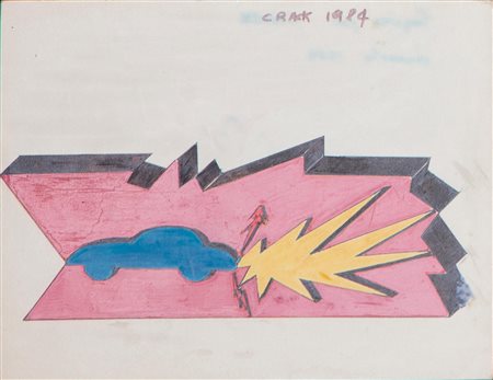 Dino Innocente (Verona 1948) Crack Tecnica mista su carta 15x19.5 cm