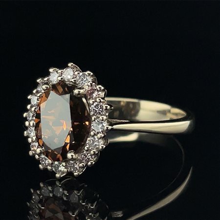 ANELLO IN ORO BIANCO CON DIAMANTE MARRONE E BRILLANTI - RNG21217