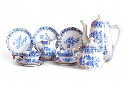 Servito da caffè in porcellana bianco azzurro, Bavaria
