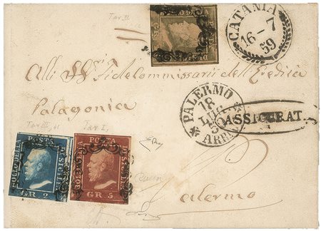 Antichi Stati Italiani - Sicilia - Lettera tricolore (4b + 8d + 9d)