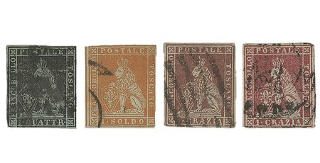 Antichi Stati Italiani - Toscana - 1851/1852 - Lotto di 9 valori della prima emissione