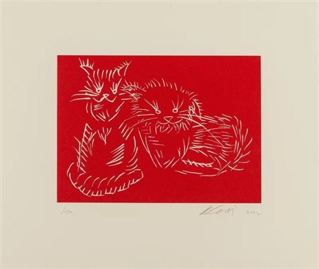 Ai Weiwei “Cats (Red)” 2022
