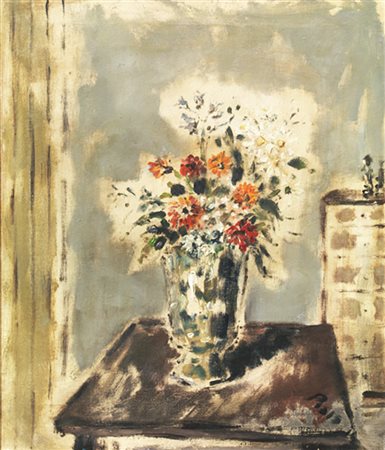FILIPPO DE PISIS, Vaso di fiori in un interno, 1945 