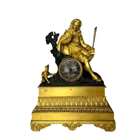 Orologio in bronzo dorato al mercurio in parte satinato, periodo Impero...