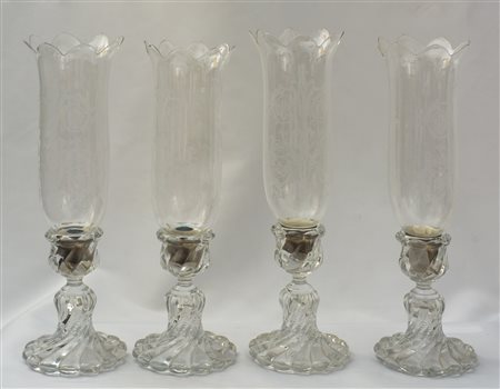Baccarat - Quattro candelieri - Bambou Tours XX secolo Cristallo 40 x 13 cm...