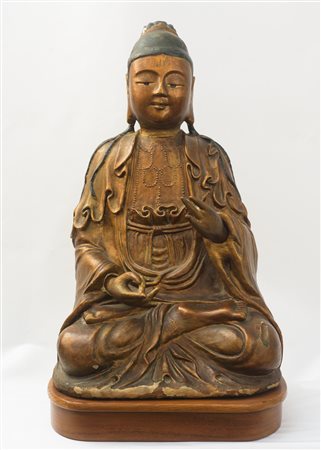 Buddha assiso Estremo Oriente, XVII-XVIII Secolo 57 x 34 x 30 cm in papier...