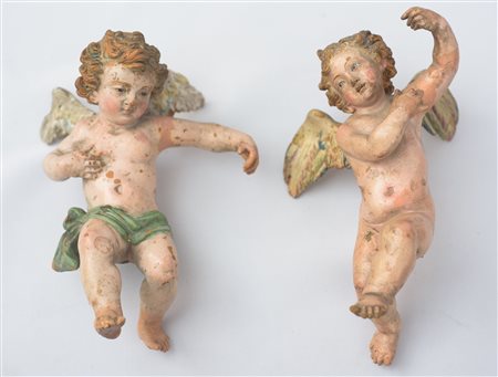 Coppia di putti alati da presepe Manifattura napoletana, XVIII/XIX secolo 15...