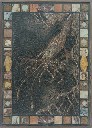 Mosaico pavimentale Manifattura italiana, XIX secolo 63 x 45 cm In marmo e...