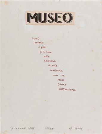 Isaia Mabellini Sarenco (Vobarno 1945-Salò 2017)  - Museo, 1966