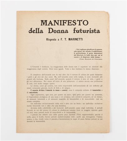 Valentine De Saint-Point (rif.) (Lione 1875-Il Cairo 1953)  - Manifesto della Donna Futurista, 1912