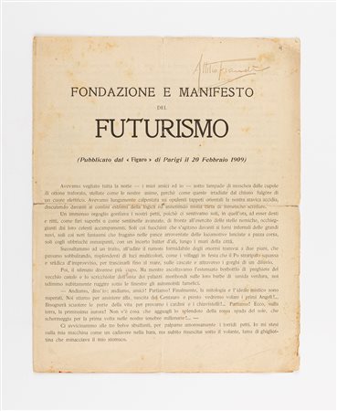 Filippo Tommaso Marinetti (rif.) - Fondazione e Manifesto del Futurismo, 1909