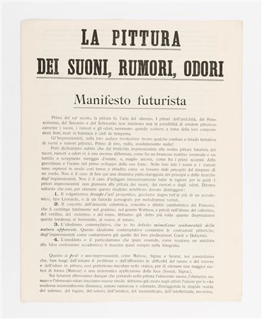 Carlo Dalmazzo Carrà (rif.) - La pittura dei Suoni, Rumori, Odori. Manifesto Futurista, 1913